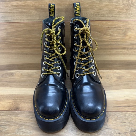 Dr. Martens Jadon Max Platform Chunky Womens 7 Combat Boots Black Leather Zip 38 - Picture 4 of 11